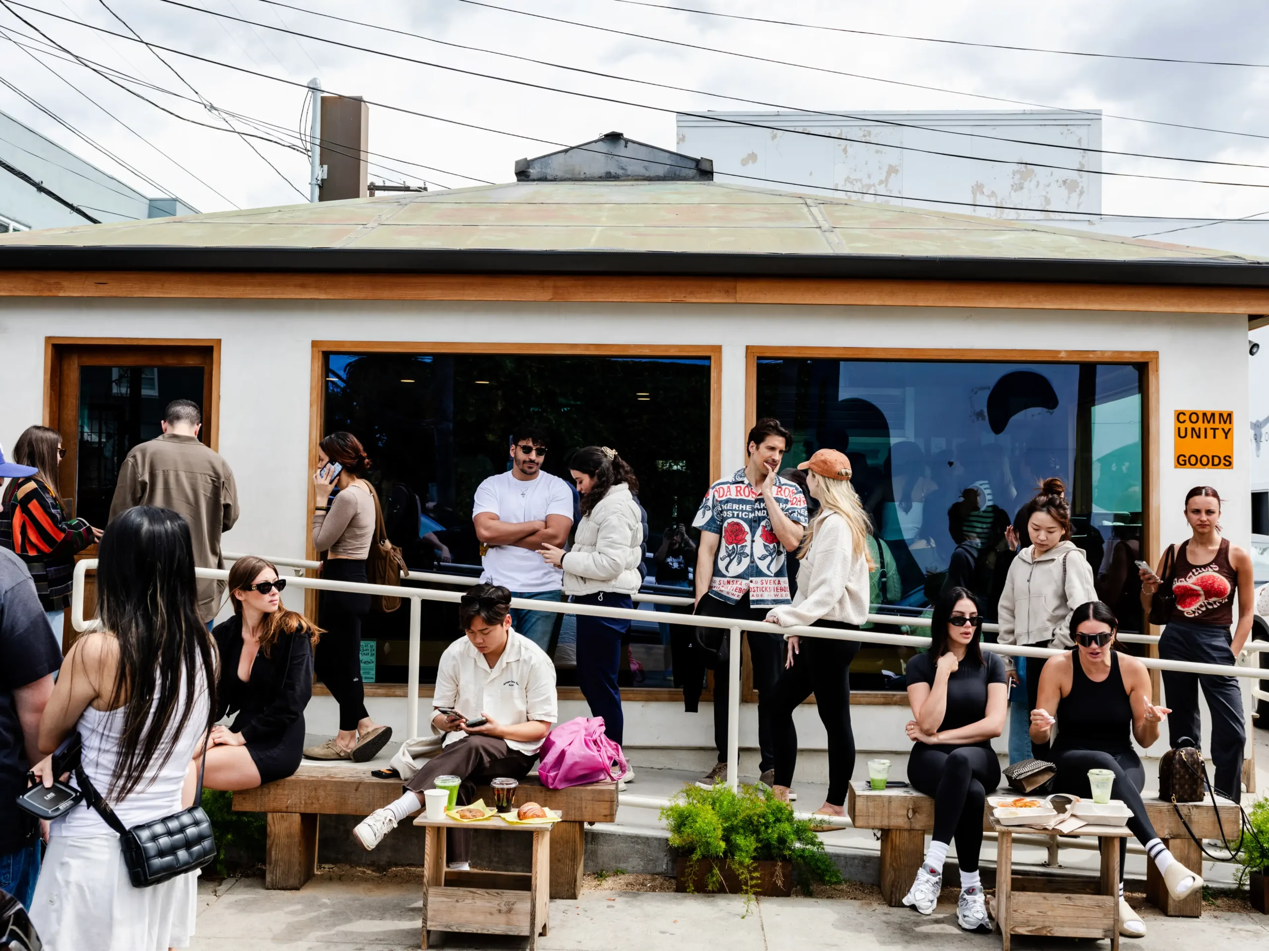Small stools and limited indoor seating at Community Goods