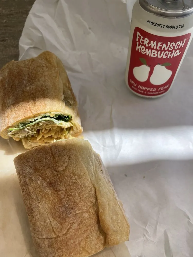 Community Goods tuna sandwich on ciabatta with pickled jalape&ntilde;os