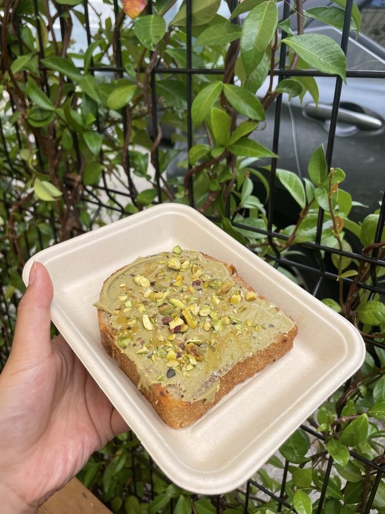 Pistachio Toast on the Community Goods menu